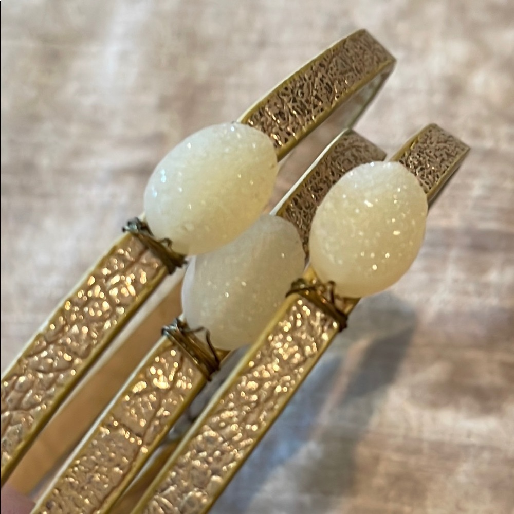Gold Druzy Faceted Beaded Wrap Bracelet